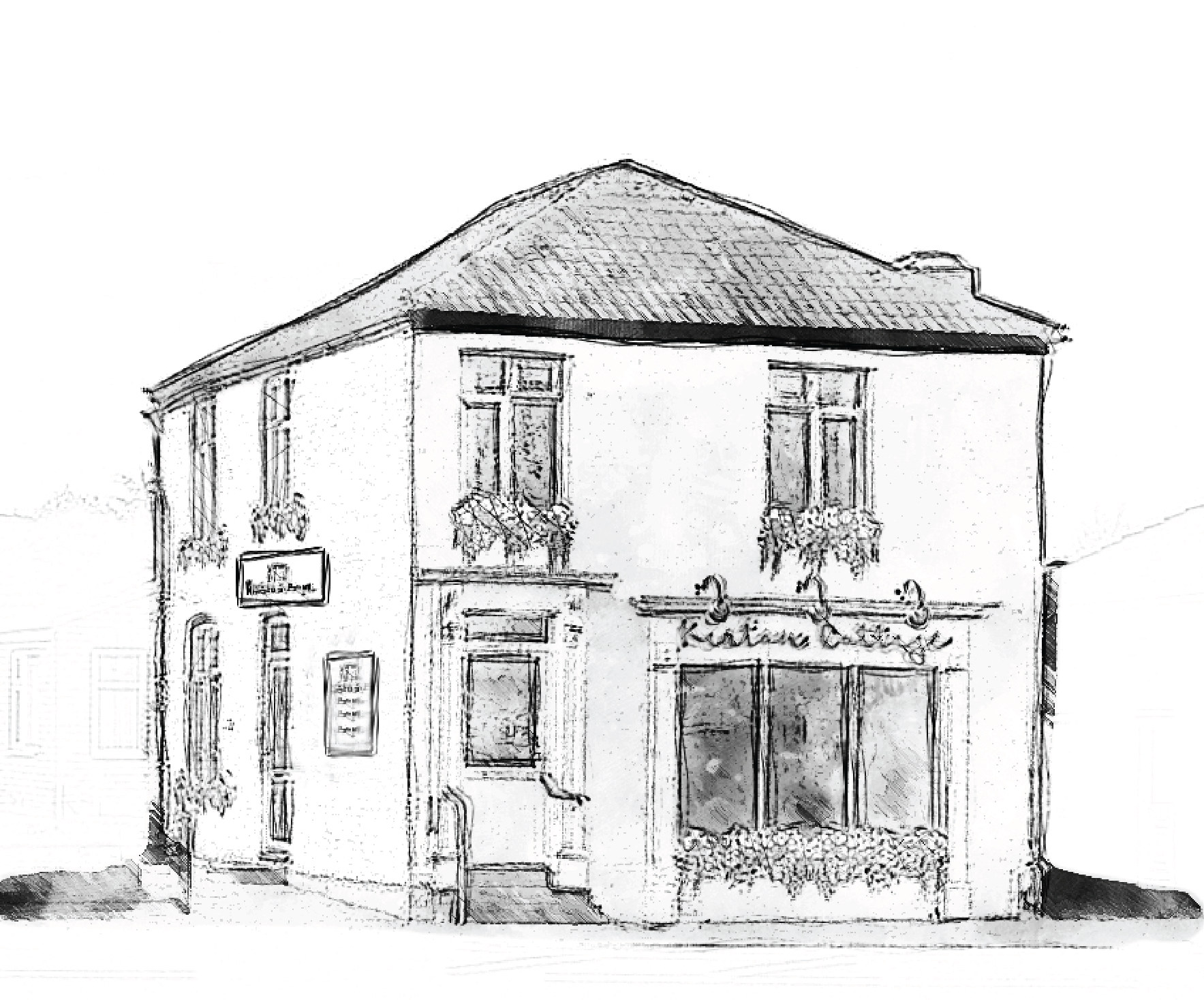 sketch -drawing of kirton cottage restaurant